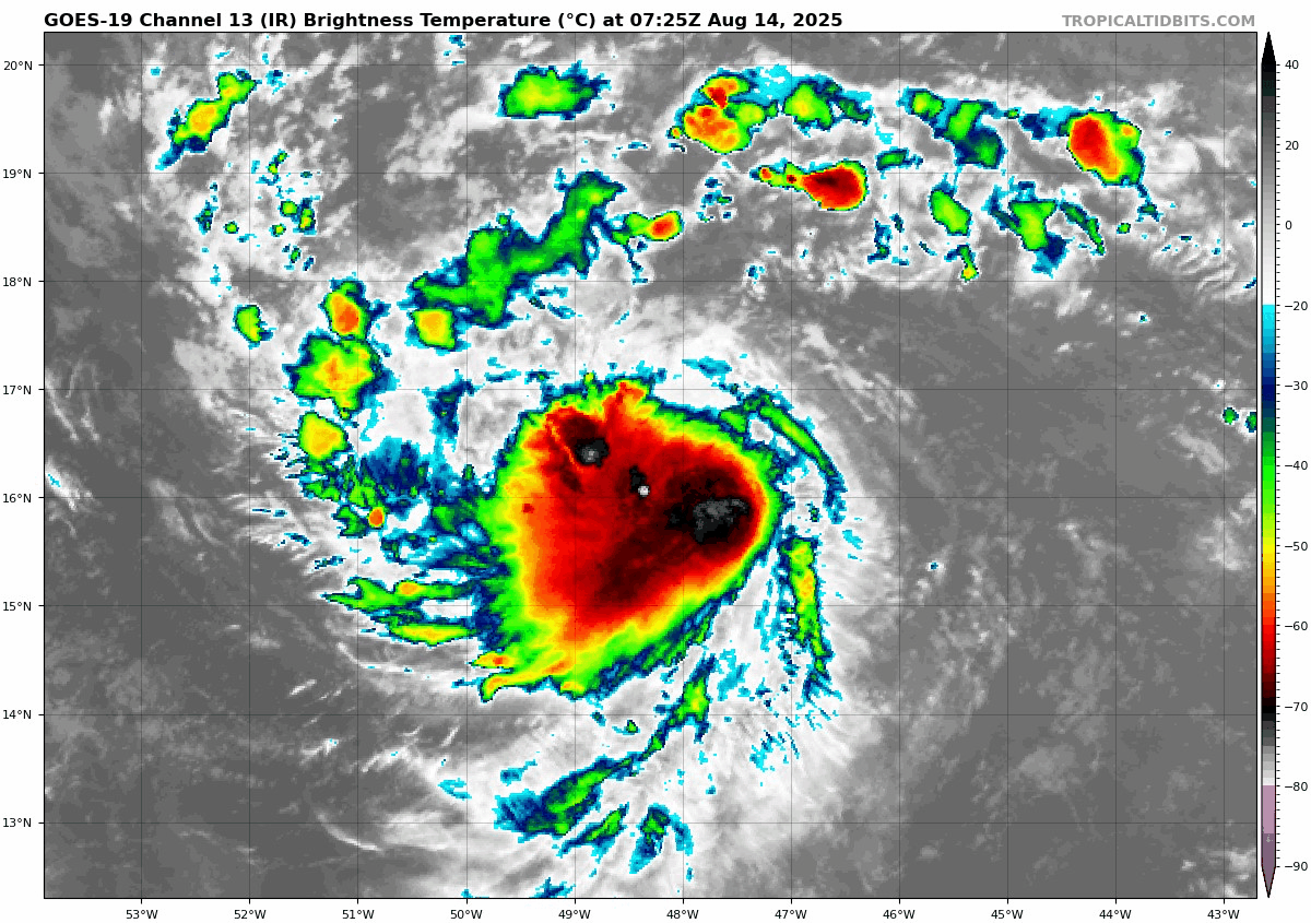 August 14 Erin Satellite Loop Thursday Morning