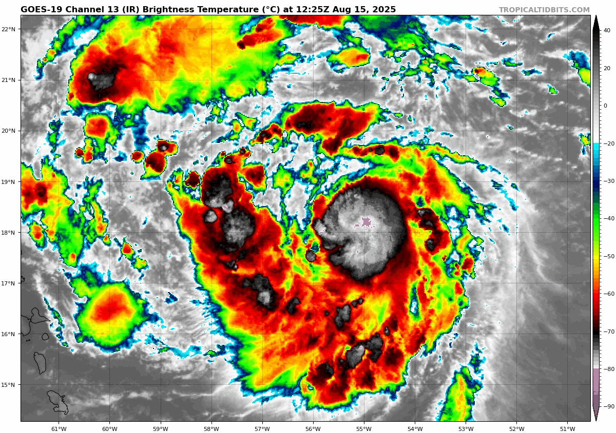 Hurricane Erin Satellite Loop Friday August 15