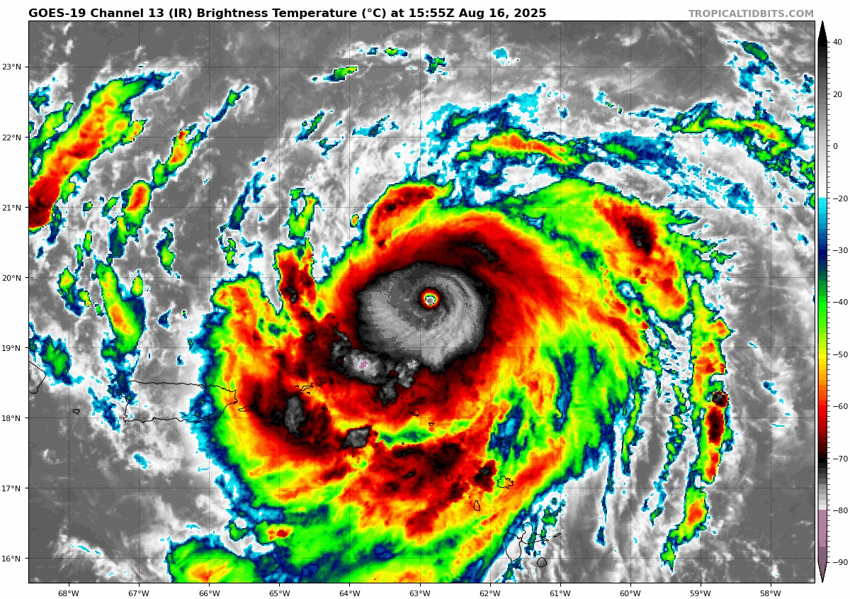 Hurricane Erin Category 5 Satellite Saturday Afternoon