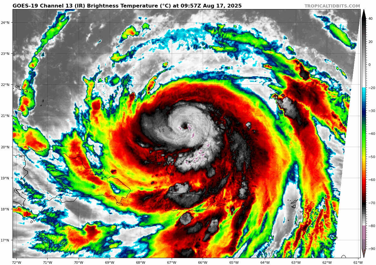 August 17 Hurricane Erin Satellite Loop Sunday morning