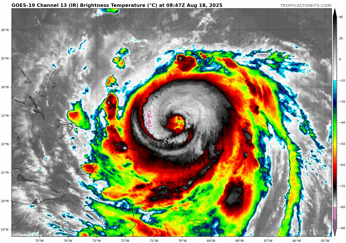 August 18 Hurricane Erin Satellite Loop Monday Morning