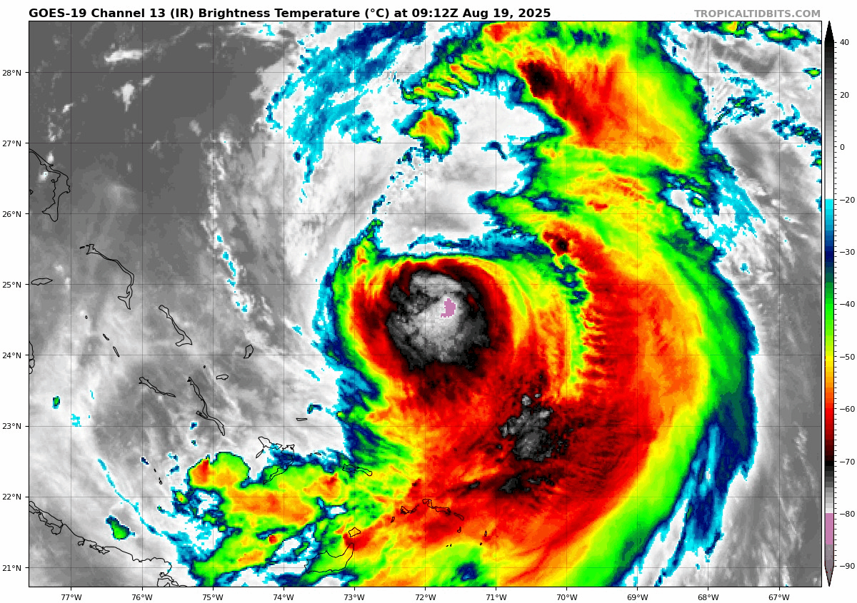 August 19 Hurricane Erin Satellite loop Tuesday morning