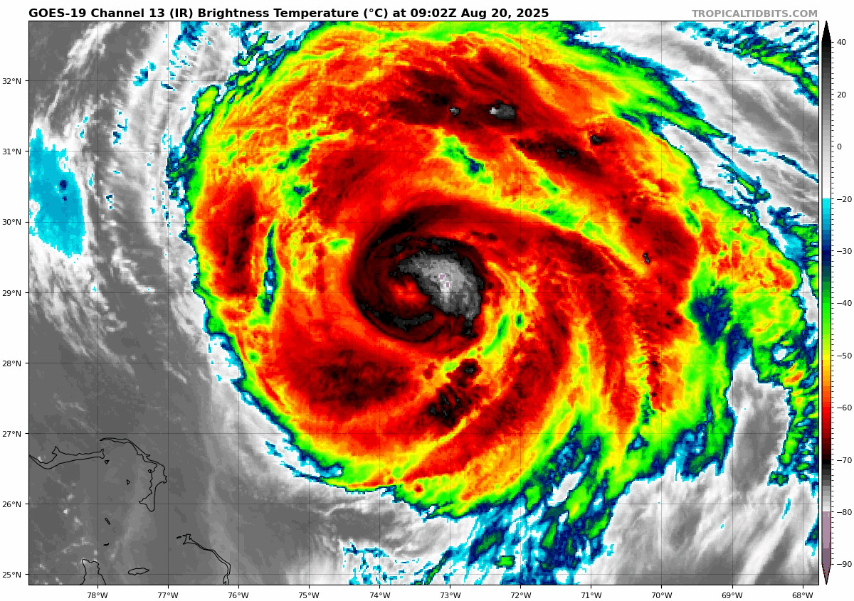August 20 weather Hurricane Erin Satellite Loop Wednesday morning
