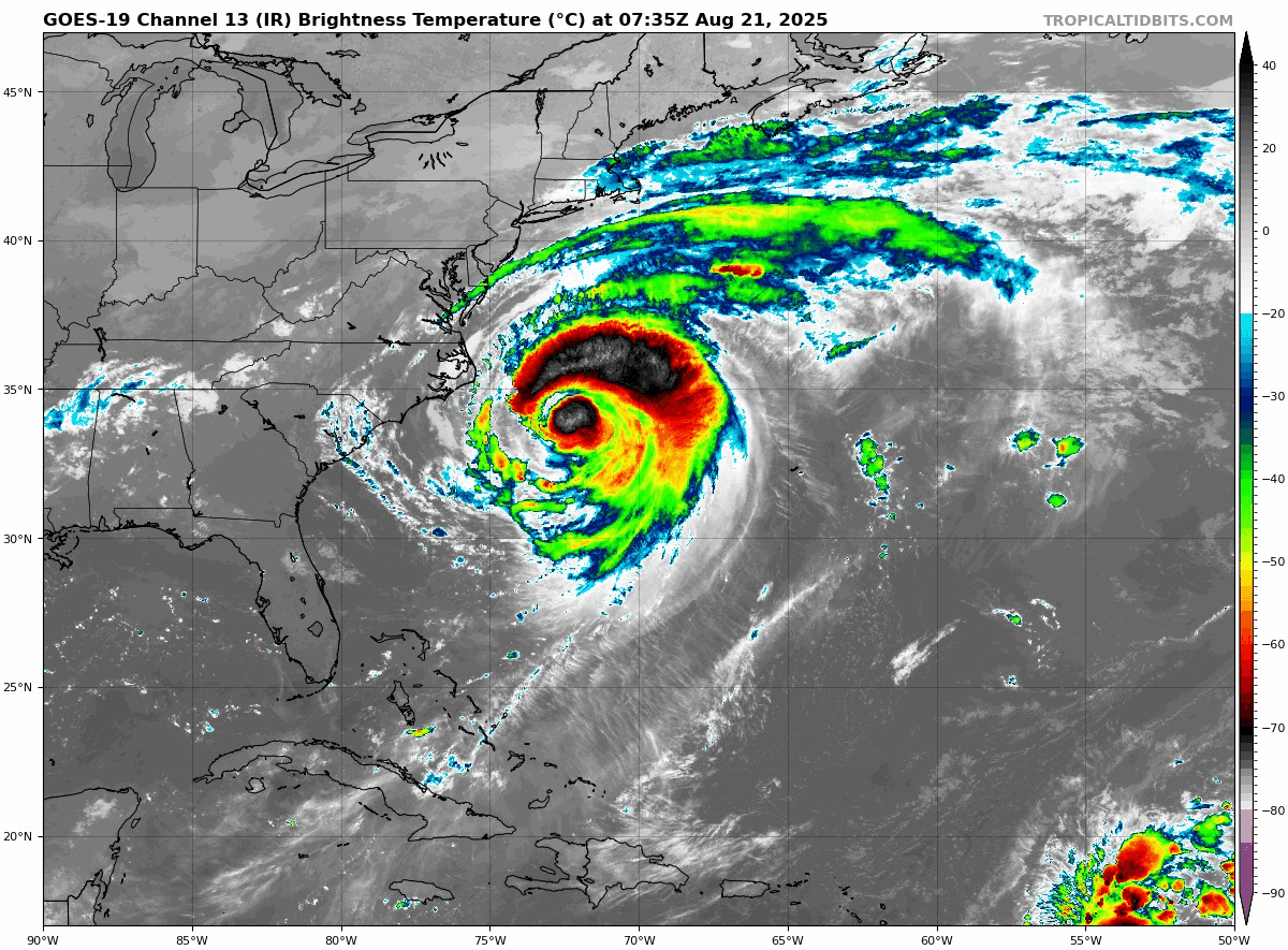 August 21 Hurricane Erin Satellite Loop Thursday morning