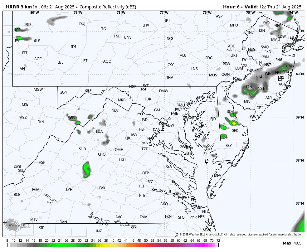 August 21 Weather forecast radar Thursday