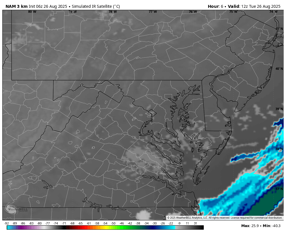 August 26 cloud forecast Tuesday afternoon