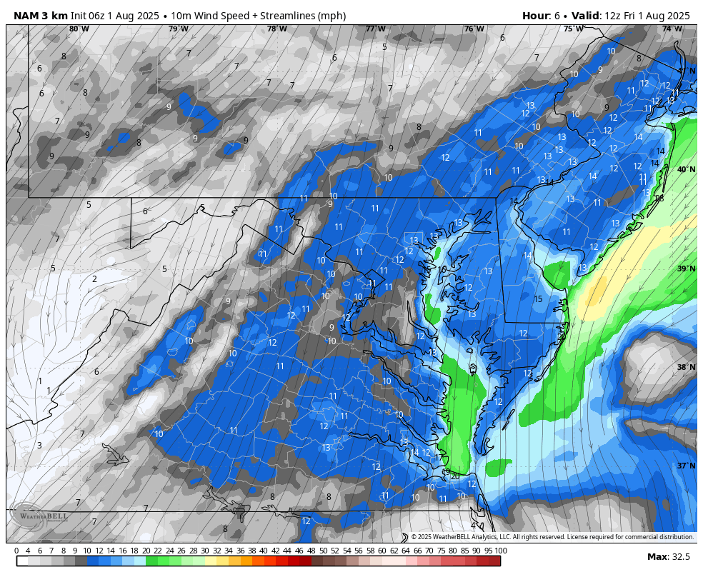 August 1 weather wind forecast Friday