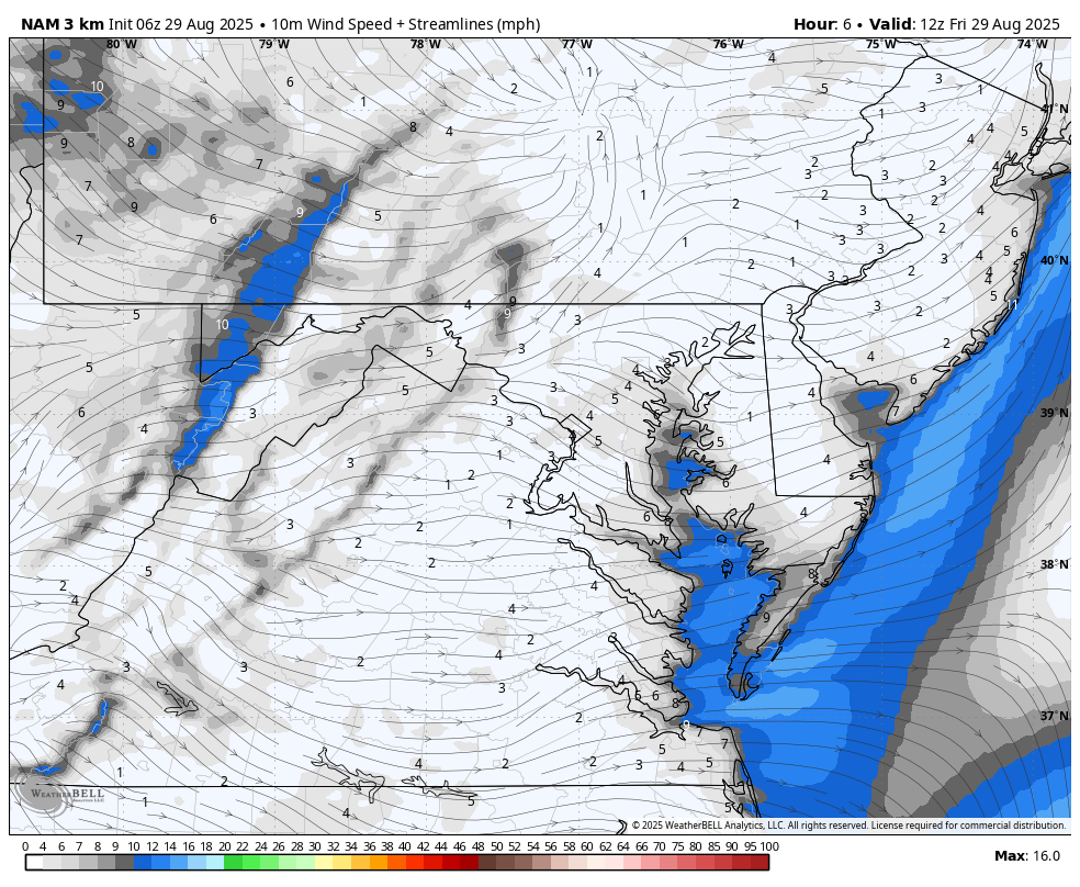 August 29 weather wind forecast Friday