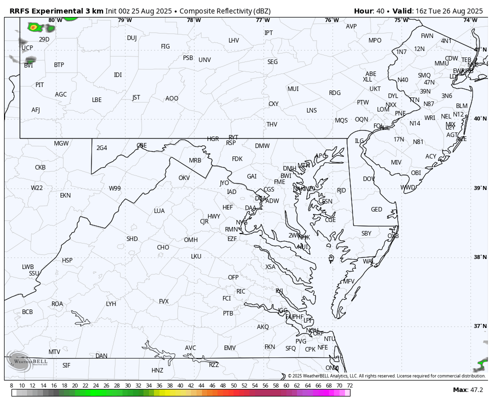 August 25 weather forecast rain Tuesday
