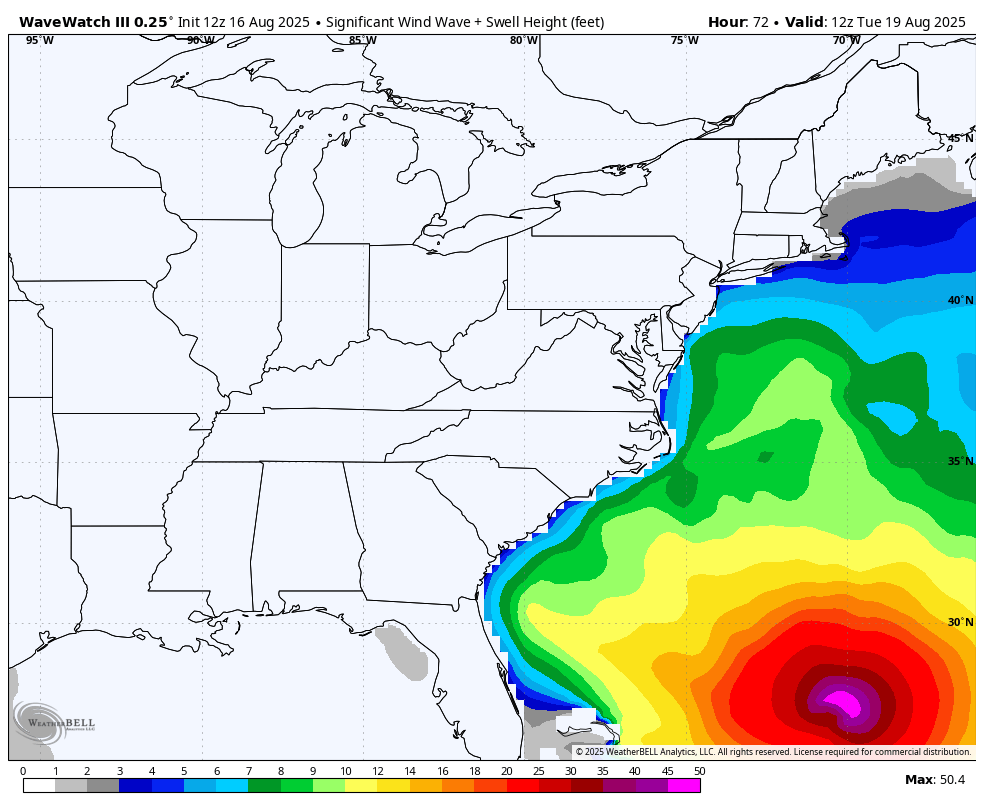 Hurricane Erin Forecast Waves