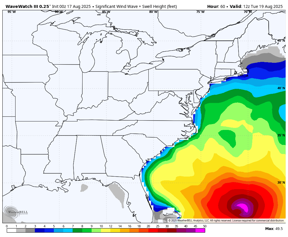 August 17 weather hurricane erin wave forecast