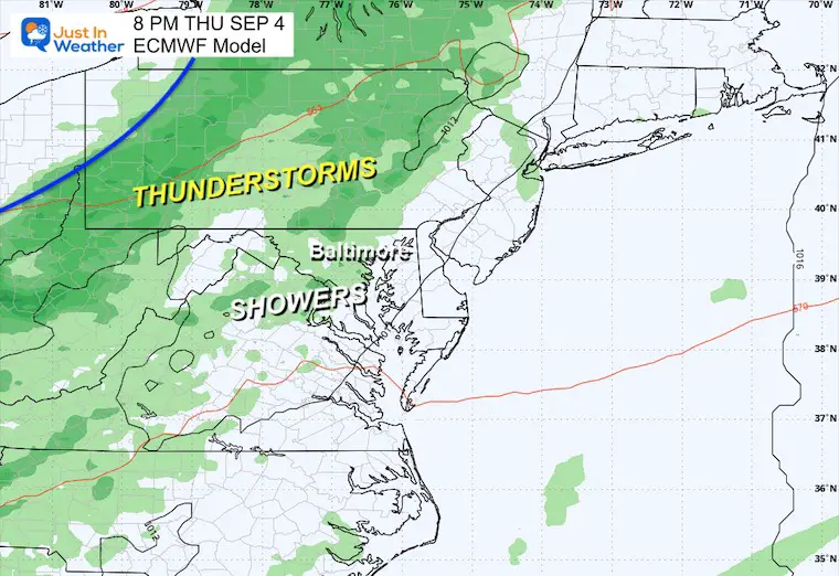 September 1 weather forecast storm rain Thursday evening