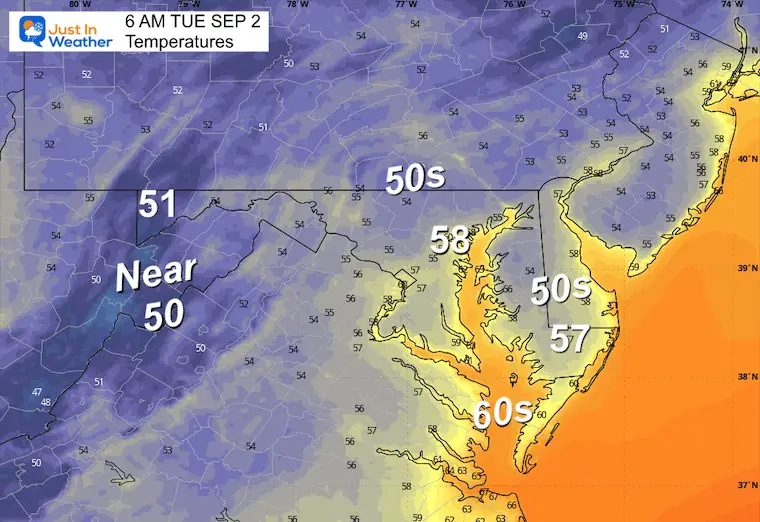 September 1 weather temperatures Tuesday afternoon