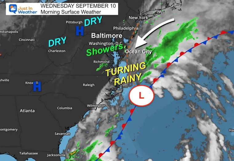 September 10 weather storm map Wednesday morning