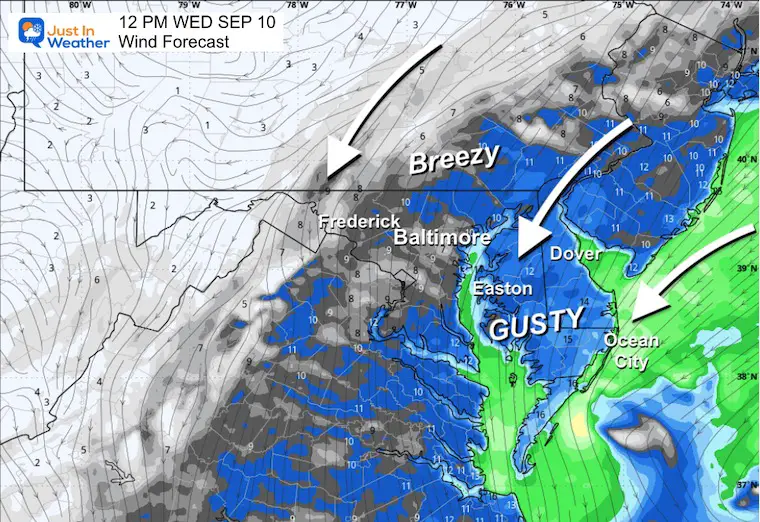September 10 weather forecast wind Wednesday