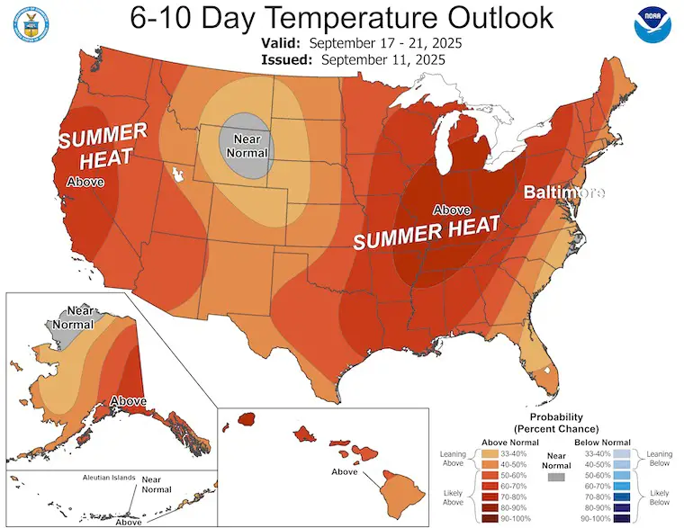 September 12 weather NOAA temperature outlook
