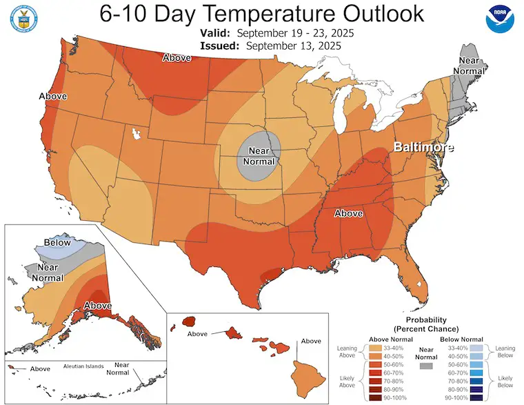 September 14 weather NOAA temperature outlook