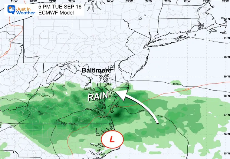 September 14 weather storm forecast Tuesday ECMWF Model