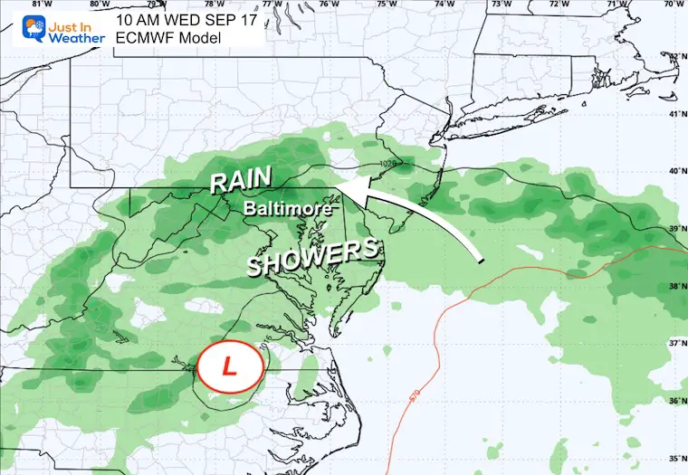 September 14 weather storm forecast Wednesday ECMWF Model