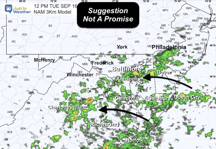 September 15 weather forecast rain radar Tuesday noon