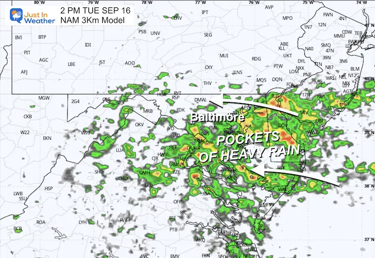 September 15 weather rain radar forecast Tuesday afternoon