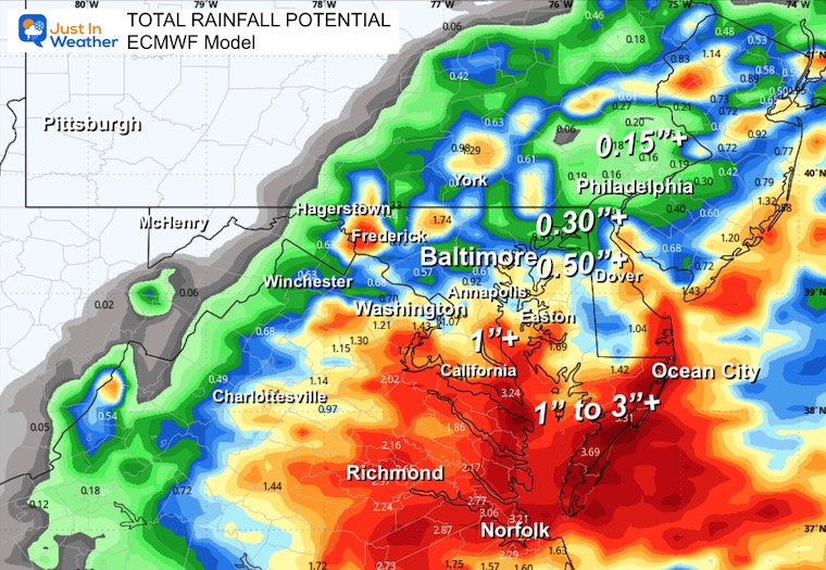 September 16 weather forecast rain storm total ECWMF