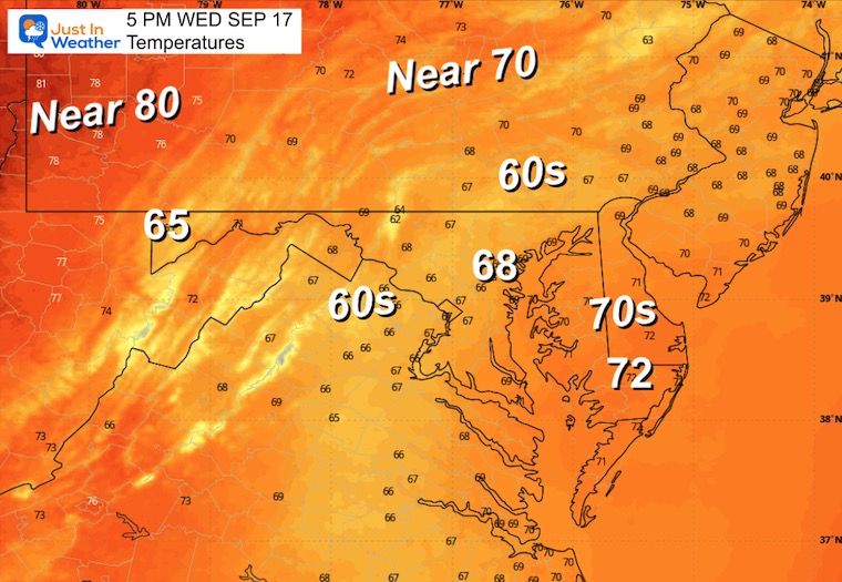 September 16 weather temperatures Wednesday afternoon