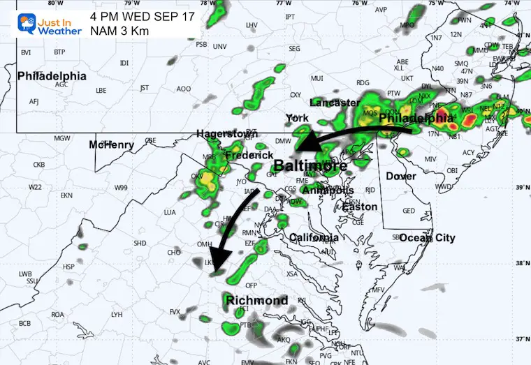 September 17 weather storm rain radar Wednesday afternoon