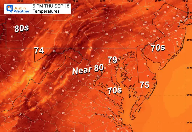 September 17 weather temperatures Thursday afternoon
