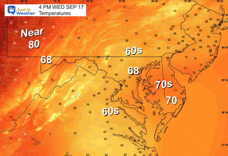September 17 weather temperatures Wednesday afternoon