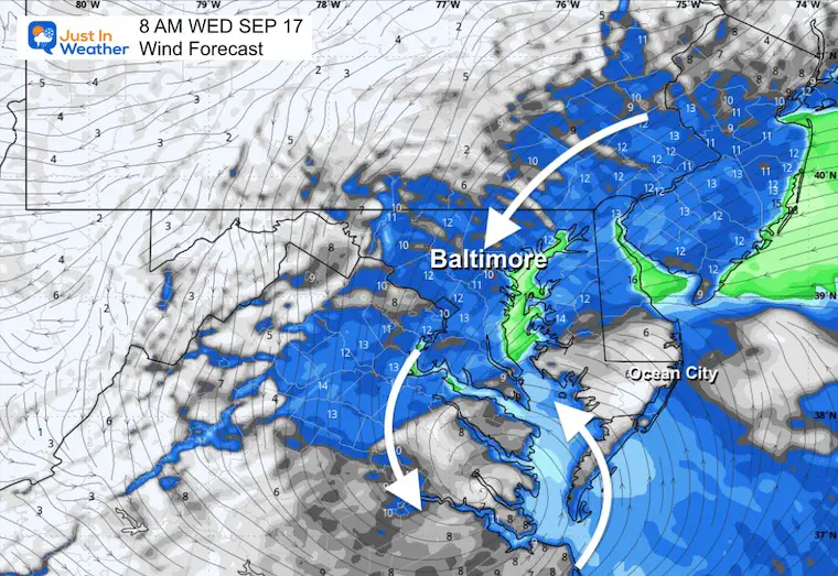 September 17 weather storm wind forecast Wednesday morning