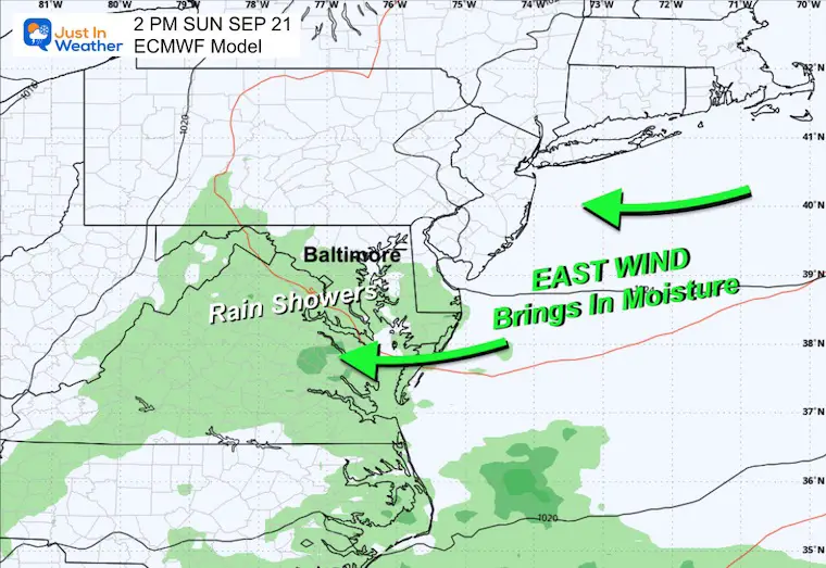 September 18 weather forecast Sunday afternoon