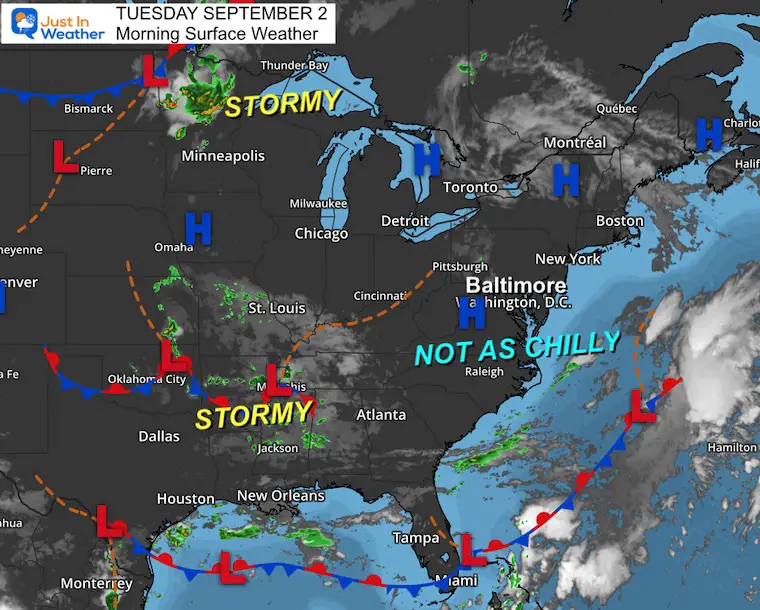 September 2 weather Tuesday morning