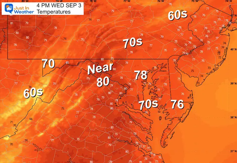 September 2 weather temperatures Wednesday afternoon
