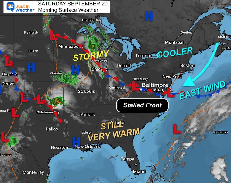 September 20 weather map Saturday morning