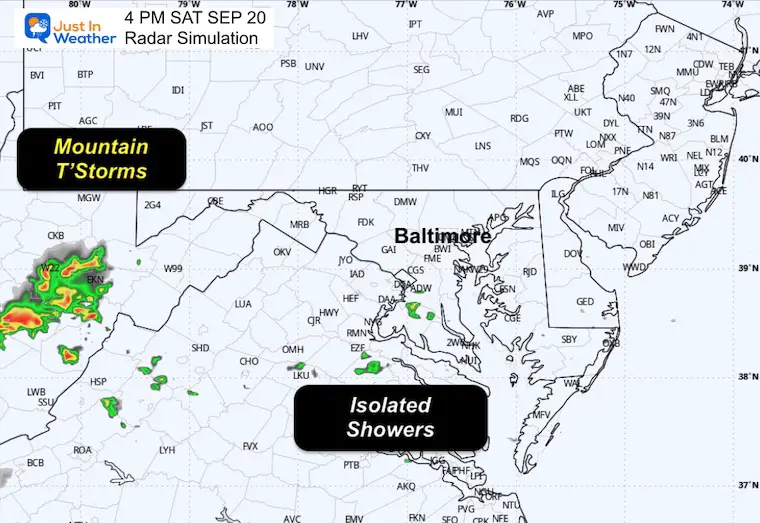 September 20 weather rain forecast Saturday afternoon
