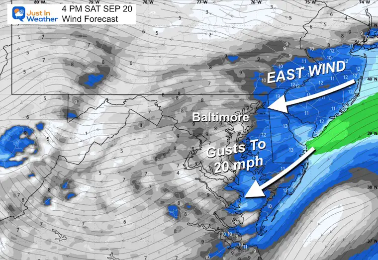 September 20 weather wind forecast Saturday afternoon
