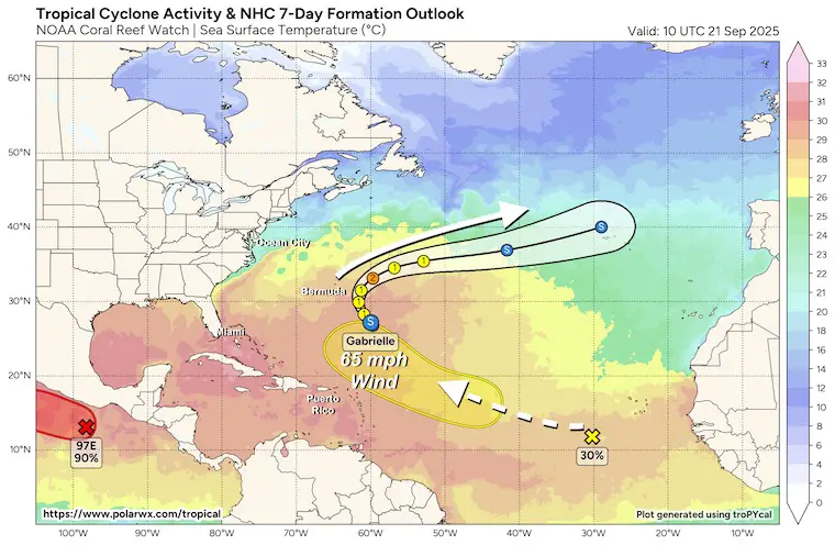 September 21 tropical storm Gabrielle Atlantic