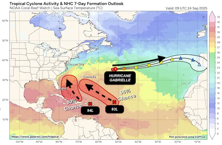 September 24 weather Hurricane Gabrielle and outlook