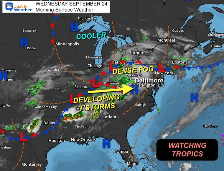 September 24 weather Wednesday morning