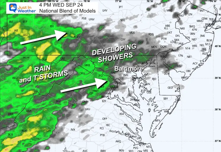 September 24 weather rain forecast Wednesday afternoon