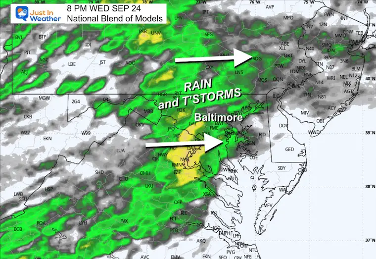 September 24 weather rain forecast Wednesday evening
