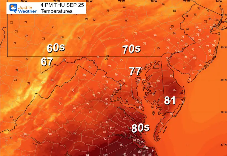 September 24 weather temperatures Thursday afternoon