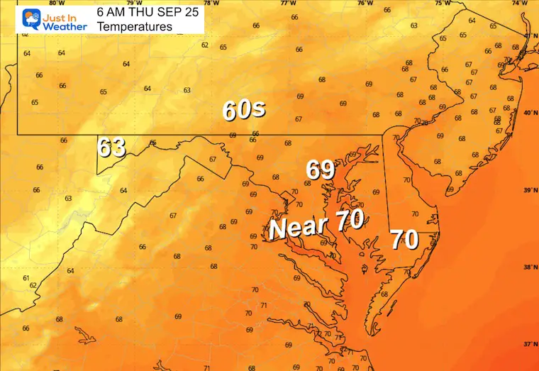 September 24 weather temperatures Thursday morning