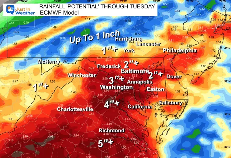 September 25 total rainfall forecast