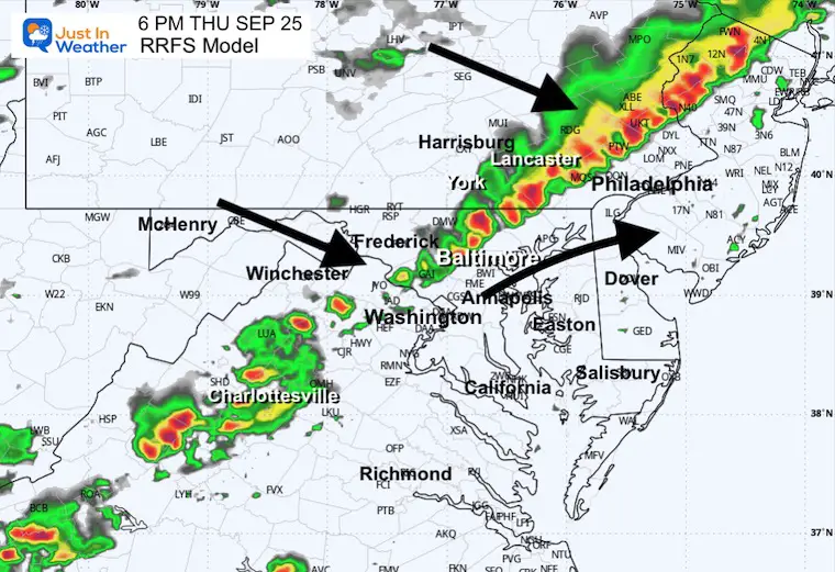September 25 weather storm radar forecast Thursday 6 PM