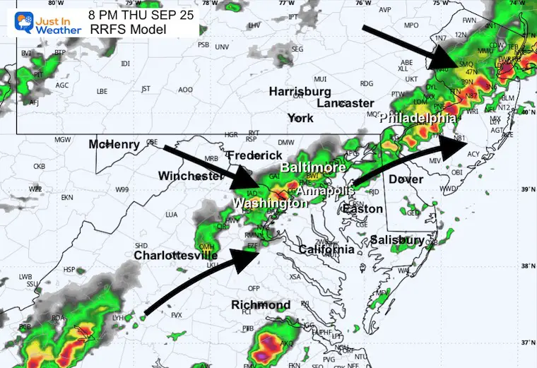 September 25 weather storm radar forecast Thursday 8 PM