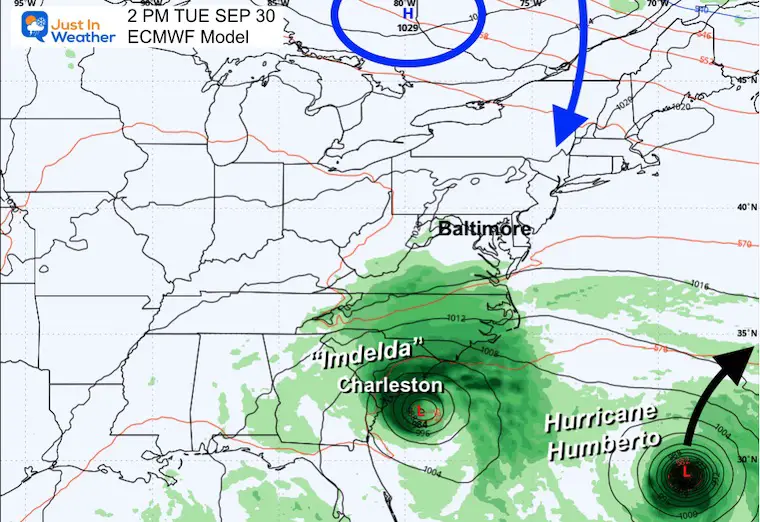 September 26 weather Hurricane Humberto Imelda Tuesday