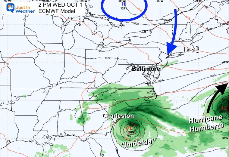 September 26 weather Hurricane Humberto Imelda Wednesday