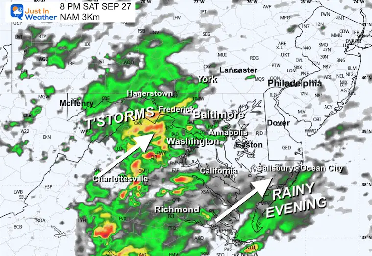 September 26 weather forecast radar rain Saturday night